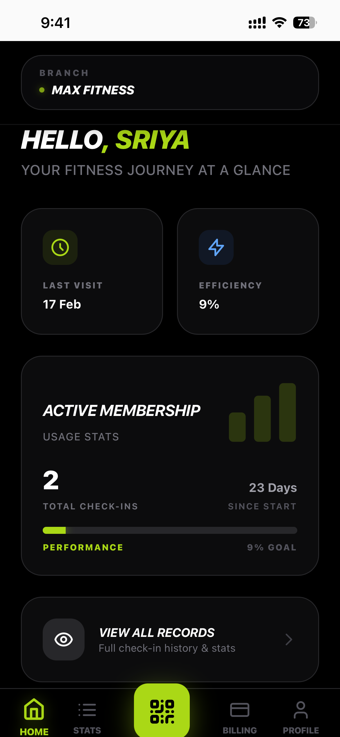 Member pages analytics and check-in